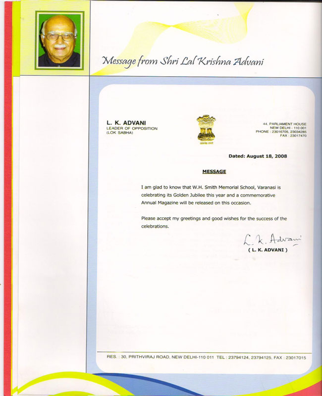 Message From Shri Lal Krishna Advani